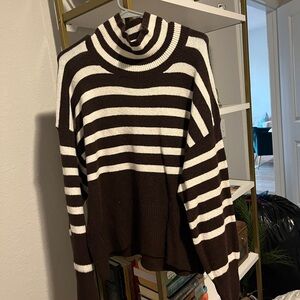 a new day Brown and White Striped Sweater